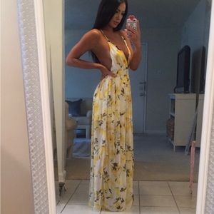 Yellow and white flowy maxi dress